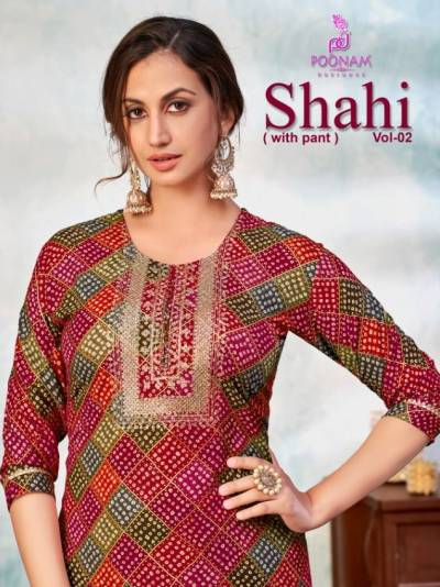 Shahi Vol 2 By Poonam Designer Printed Casual Wear Kurti With Bottom